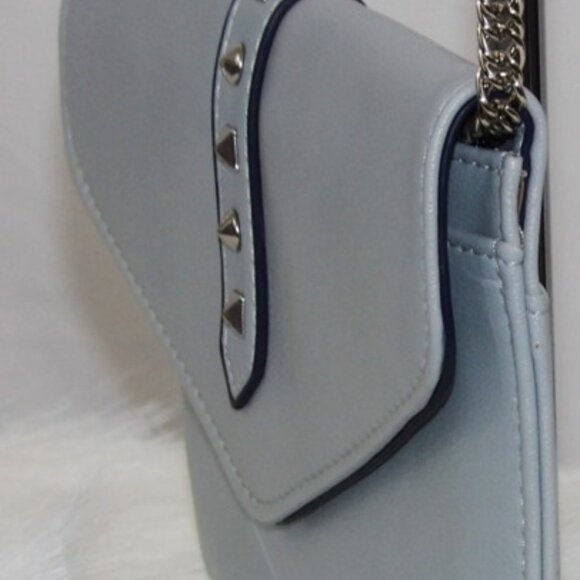 Danielle Nicole Envelope Crossbody Bag Grey Faux Leather Chain Strap Studded - Picture 7 of 10